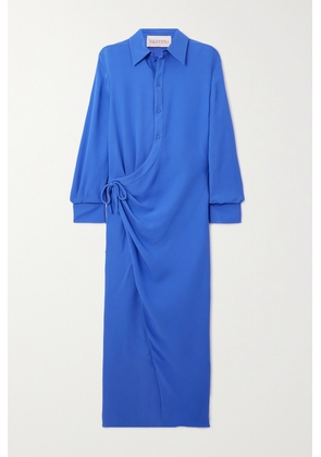 Valentino Garavani - Draped Silk-crepe Midi Wrap Dress - Blue - IT38,IT40,IT42,IT44,IT46,IT48