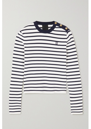 Givenchy - Button-embellished Striped Cotton Sweater - White - x small,small,medium,large,x large