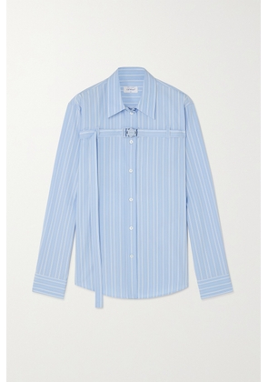 Off-White - Buckled Cutout Striped Cotton-poplin Shirt - Blue - IT38,IT40,IT42,IT44,IT46