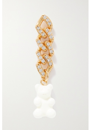 CRYSTAL HAZE JEWELRY - Nostalgia Bear Gold-plated, Resin And Cubic Zirconia Single Earring - White - One size