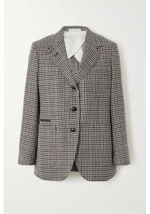 Purdey - Leather-trimmed Wool And Cashmere-blend Tweed Blazer - Brown - UK 6,UK 8,UK 10,UK 12,UK 14,UK 16
