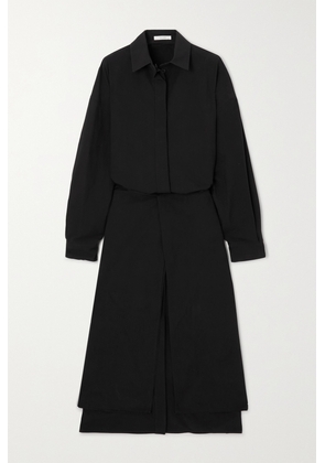 The Row - Hempy Wrap-effect Cotton-poplin Midi Shirt Dress - Black - x small,small,medium,large