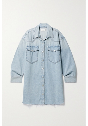 AGOLDE - + Net Sustain Jessa Frayed Organic Denim Mini Shirt Dress - Blue - x small,small,medium,large,x large