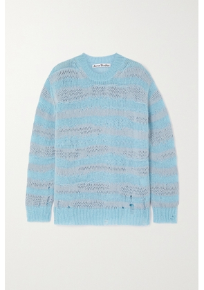 Acne Studios - Distressed Striped Knitted Sweater - Blue - xx small,x small,small,medium,large