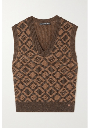 Acne Studios - Konny Jacquard-knit Wool And Cotton-blend Vest - Brown - xx small,x small,small,medium,large,x large