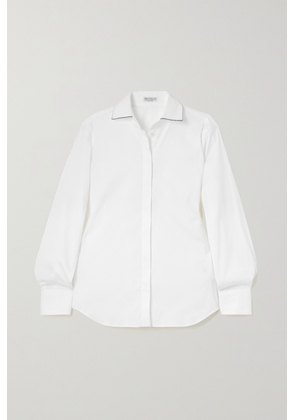 Brunello Cucinelli - Bead-embellished Cotton-poplin Shirt - White - xx small,x small,small,medium,large,x large