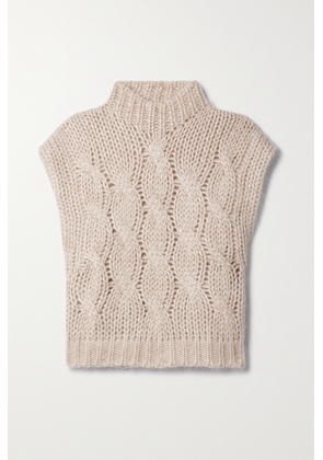 Brunello Cucinelli - Lupetto Cropped Metallic Cable-knit Sweater - Neutrals - x small,small,medium,large