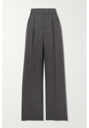 Brunello Cucinelli - Striped Pleated Wool-blend Wide-leg Pants - Gray - IT38,IT40,IT42,IT44,IT46,IT48,IT50