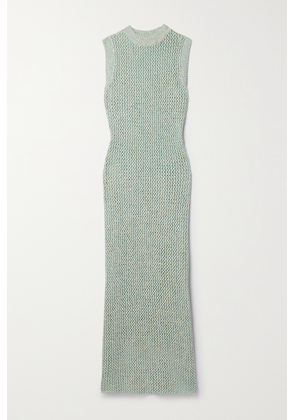 The Elder Statesman - Como Cross Open-knit Cotton, Linen And Silk-blend Maxi Dress - Green - x small,small,medium,large