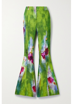 Acne Studios - Flared Floral-print Crepe Pants - Green - EU 32,EU 34,EU 36,EU 38,EU 40,EU 42