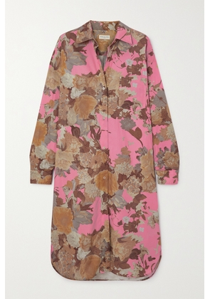 Dries Van Noten - Floral-print Cotton-poplin Shirt Dress - Pink - x small,small,medium,large