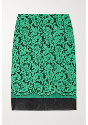 Dries Van Noten - Layered Tulle-trimmed Corded Lace Skirt - Green - FR34,FR36,FR38,FR40,FR42