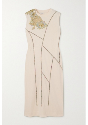 Dries Van Noten - Lace And Brocade-trimmed Cotton-blend Midi Dress - Ecru - x small,small,medium,large