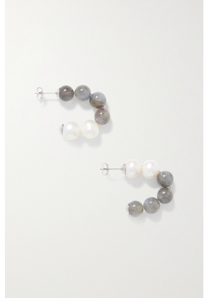 Completedworks - + Net Sustain Recycled Silver, Pearl And Labradorite Hoop Earrings - White - One size