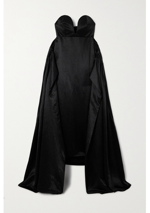Loewe - Strapless Cape-effect Hammered-satin Gown - Black - FR34,FR36,FR38,FR40