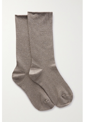 Brunello Cucinelli - Metallic Cashmere-blend Ankle Socks - Neutrals - S,M,L