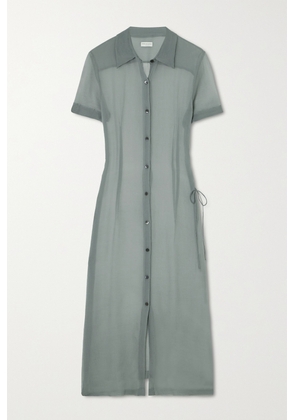 Dries Van Noten - Silk Crepe De Chine Shirt Dress - Gray - FR34,FR36,FR38,FR40,FR42,FR44