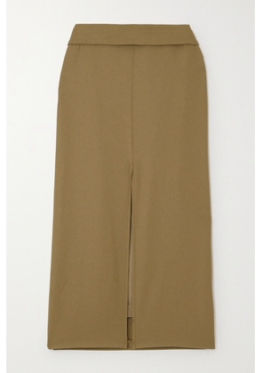 Dries Van Noten - Wool-blend Twill Midi Skirt - Brown - FR34,FR36,FR38,FR40,FR42,FR44