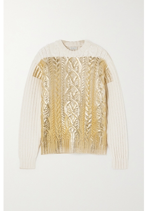 Dries Van Noten - Metallic Cable-knit Wool Sweater - Ecru - x small,small,medium,large