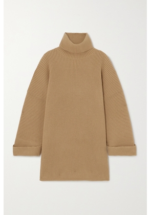 Max Mara - Dula Ribbed Wool And Cashmere-blend Turtleneck Sweater - Brown - x small,small,medium,large,x large
