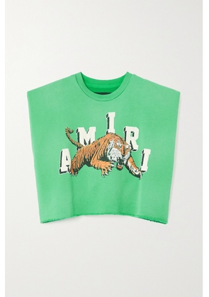 AMIRI - Cropped Printed Cotton-jersey T-shirt - Green - x small,small,medium,large,x large