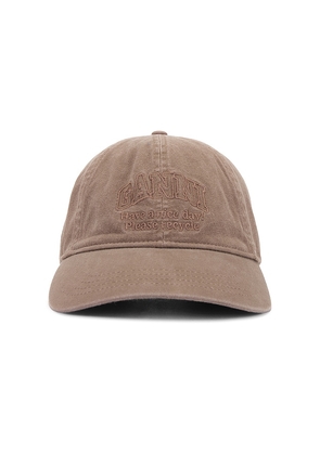 Ganni Cap Hat in Brown.