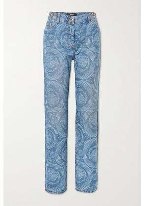 Versace - Printed High-rise Straight-leg Jeans - Blue - 24,25,26,27,28,29,30,31