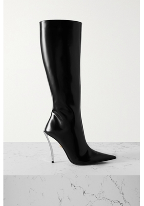Versace - Glossed-leather Knee Boots - Black - IT35,IT36,IT37,IT38,IT39,IT40,IT41