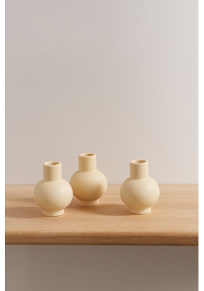 RAAWII - Strøm Mini Set Of Three Earthenware Vase - Neutrals - One size