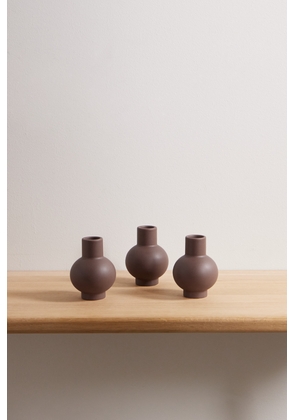 RAAWII - Strøm Set Of Three Mini Earthenware Vases - Brown - One size