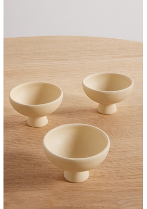 RAAWII - Strøm Set Of Three Mini Earthenware Bowls - Neutrals - One size