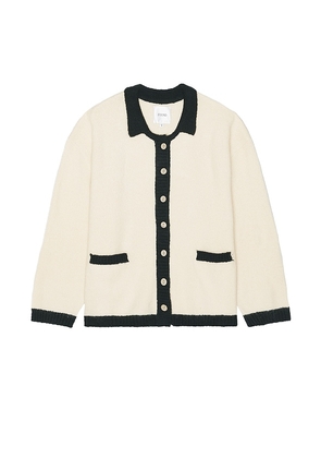 Found Contrast Collar Knitted Cardigan in Cream. Size S, XL/1X.