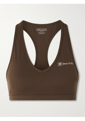Sporty & Rich - Printed Stretch Sports Bra - Brown - x small,small,medium,large,x large