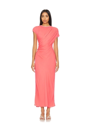 L'Academie by Marianna Bardot Midi Dress in Coral. Size M, S, XL, XS, XXS.