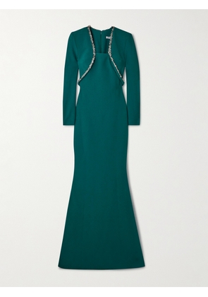 Safiyaa - Jana Crystal-embellished Stretch-crepe Gown - Blue - FR36,FR38,FR40,FR42,FR44