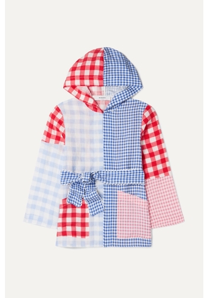 MARYSIA KIDS - Patchwork Gingham Linen Hooded Robe - Blue - 1 year,10 years,6 years,2 years,4 years,8 years
