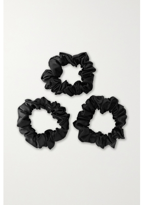 Slip - Set Of 3 Silk Hair Ties - Black - One size