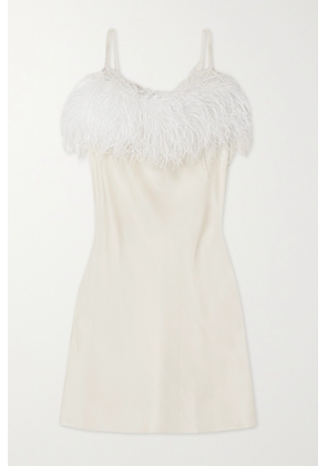 Sleeper - + Net Sustain Boheme Feather-trimmed Ecovero-satin Mini Dress - White - x small,small,medium,large,x large