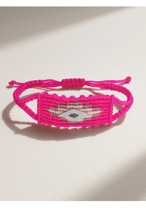 Diane Kordas - Evil Eye Woven Cord, 14-karat White Gold, Diamond And Sapphire Bracelet - Pink - One size