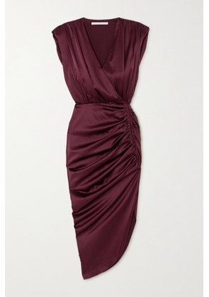 Veronica Beard - Casela Wrap-effect Ruched Stretch-silk Midi Dress - Burgundy - US0,US2,US4,US6,US8,US10,US12