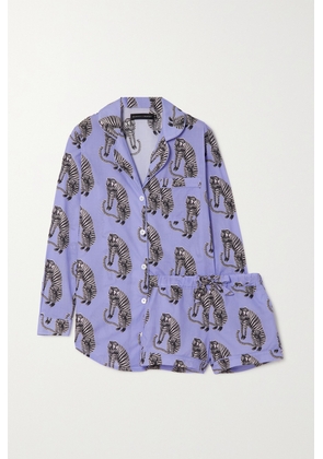 Desmond & Dempsey - + Net Sustain Tiger Printed Cotton-voile Pajama Set - Purple - x small,small,medium,large,x large