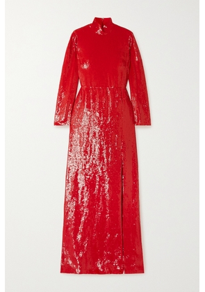 Valentino Garavani - Sequined Silk Turtleneck Gown - Red - IT38,IT40,IT42