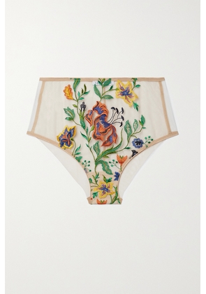 I.D. Sarrieri - Energy Flowers Embroidered Tulle Briefs - Neutrals - x small,small,medium,large,x large