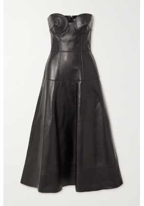 Valentino Garavani - Strapless Leather Midi Dress - Black - IT36,IT38,IT40,IT44