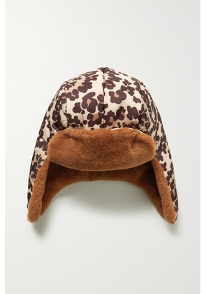 Fendi - Shearling-trimmed Leopard-print Shell Hat - Animal print - small,medium,large