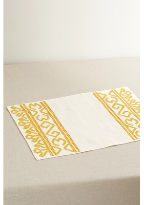Cabana - Goya Embroidered Printed Linen Placemat - Neutrals - One size