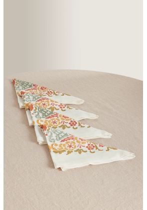 Cabana - Mirandola Set Of Four Printed Linen Napkins - Cream - One size