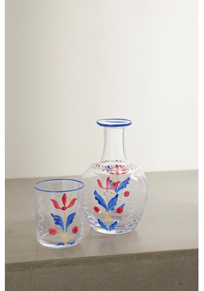 Cabana - Bucaneve Painted Carafe And Water Glass Set - White - One size