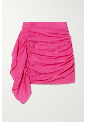 RHODE - Hannah Draped Ruched Cotton-voile Mini Skirt - Pink - x small,small,medium,large