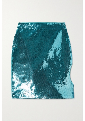 Loewe - Asymmetric Sequined Stretch-knit Mini Skirt - Blue - x small,small,medium